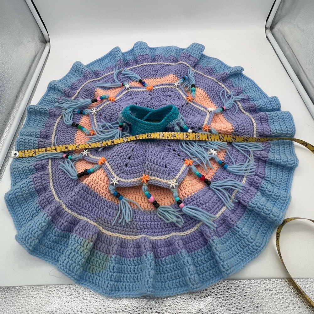 Vintage Handmade Crochet Medium Sized Doll Dress